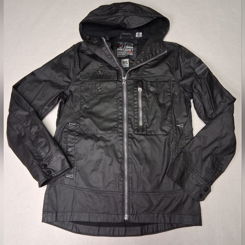 Projek Raw Men's Black Hooded Spring Jacket